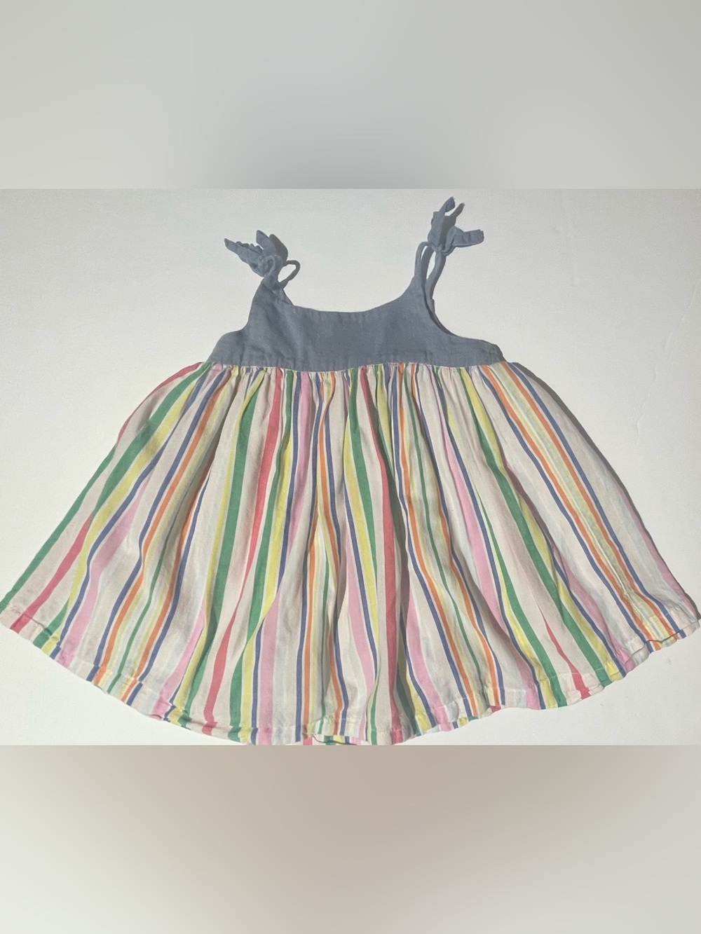 Baby GAP Sleeveless Rainbow Stripe Dress with Blue Bodice
